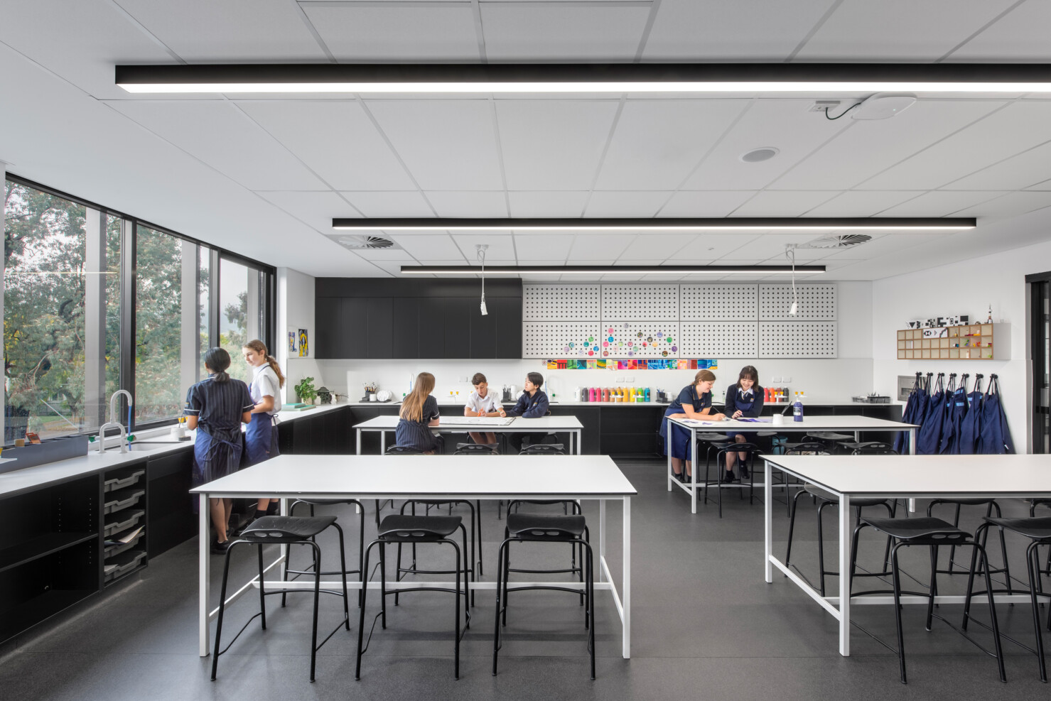 Light-filled studio spaces on the upper levels provide an perfect environment for art and design students to create.