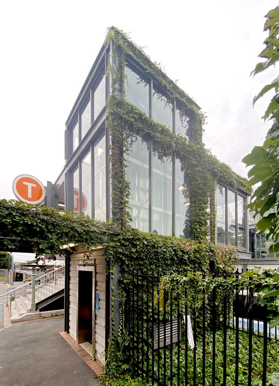 The Arncliffe Station lift is covered with trailing vines