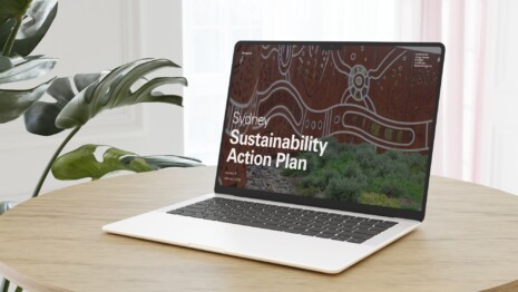 DesignInc Sydney and Nguluway DesignInc Sustainability Action Plan on a laptop screen